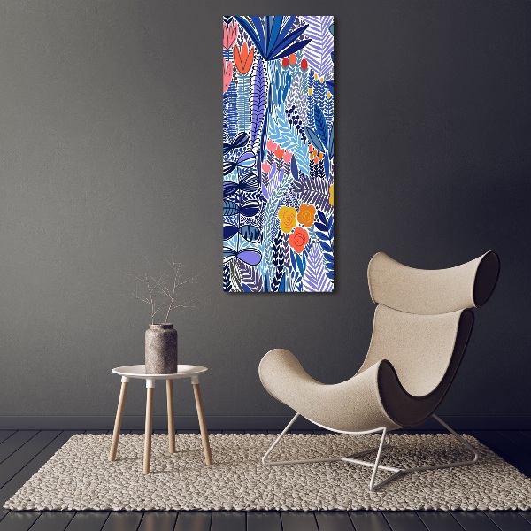 Modernes Acrylbild vertikal Tropische Blumen
