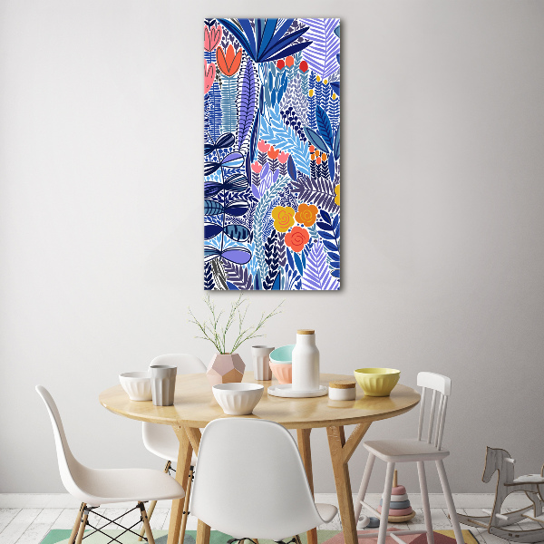 Modernes Acrylbild vertikal Tropische Blumen