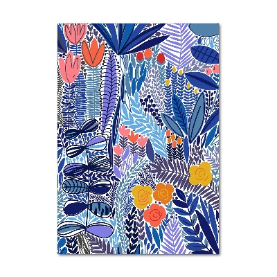 Modernes Acrylbild vertikal Tropische Blumen