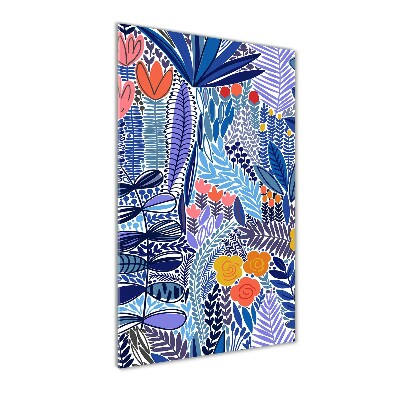 Modernes Acrylbild vertikal Tropische Blumen