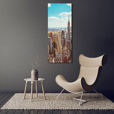 Modernes Acrylbild vertikal New York aus der Vogelperspektive