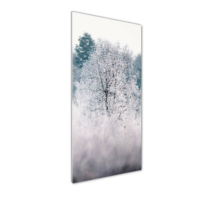 Modernes Acrylbild vertikal Wald im Winter