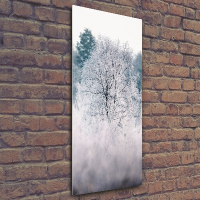 Modernes Acrylbild vertikal Wald im Winter