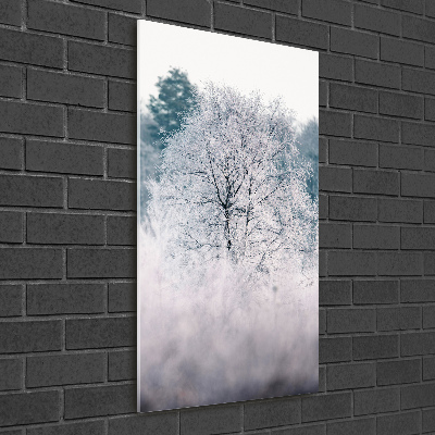 Modernes Acrylbild vertikal Wald im Winter