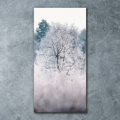 Modernes Acrylbild vertikal Wald im Winter