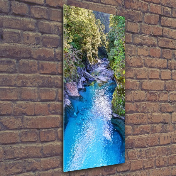Bild auf Acrylglas vertikal Fluss im Wald
