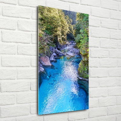 Bild auf Acrylglas vertikal Fluss im Wald