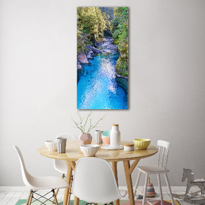 Bild auf Acrylglas vertikal Fluss im Wald