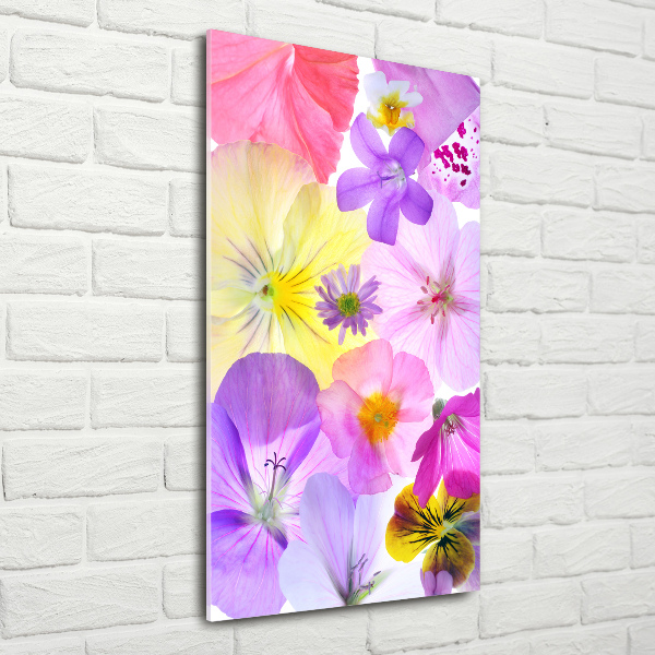 Modernes Acrylbild vertikal Bunte Blumen