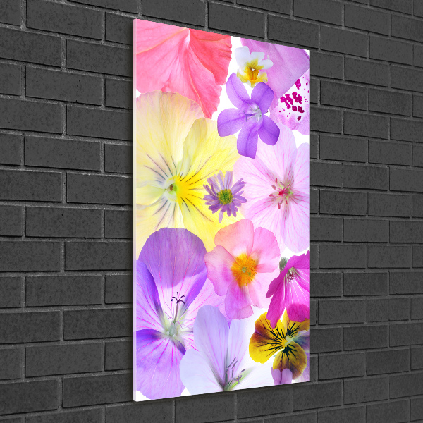 Modernes Acrylbild vertikal Bunte Blumen