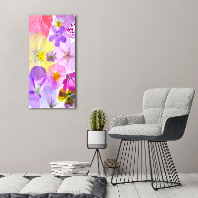 Modernes Acrylbild vertikal Bunte Blumen