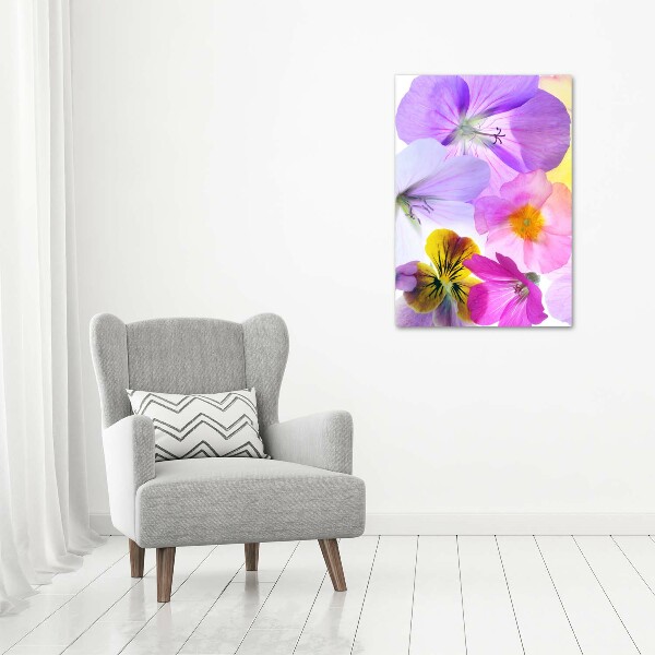 Modernes Acrylbild vertikal Bunte Blumen