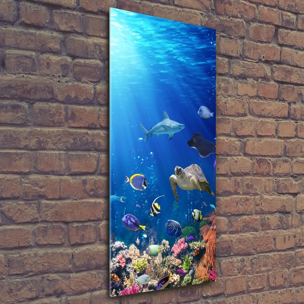 Modernes Acrylbild vertikal Korallenriff