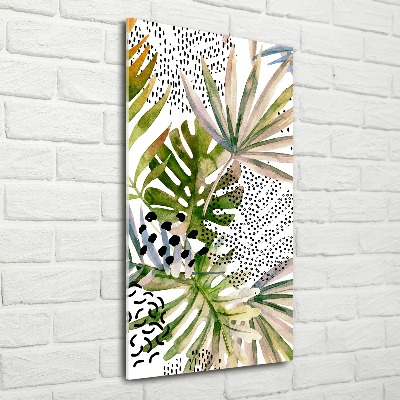 Acrylbild vertikal Tropische Blätter