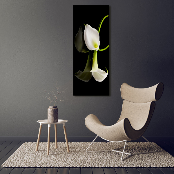 Modernes Acrylbild vertikal Weiße Calla