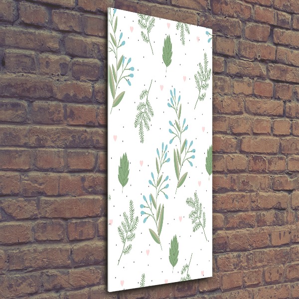 Bild auf Acrylglas vertikal Blätter und Herzen