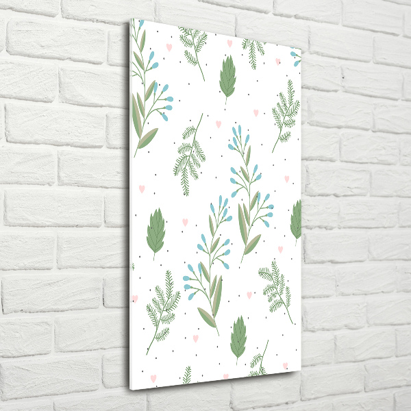 Bild auf Acrylglas vertikal Blätter und Herzen