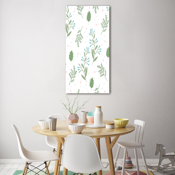 Bild auf Acrylglas vertikal Blätter und Herzen