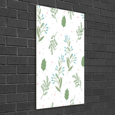 Bild auf Acrylglas vertikal Blätter und Herzen