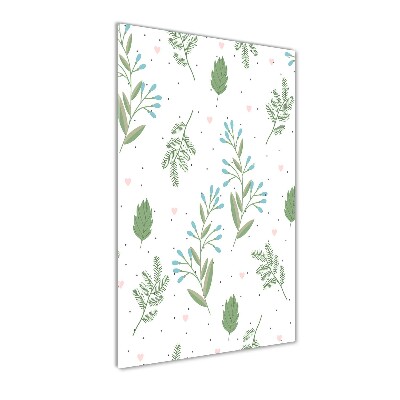 Bild auf Acrylglas vertikal Blätter und Herzen