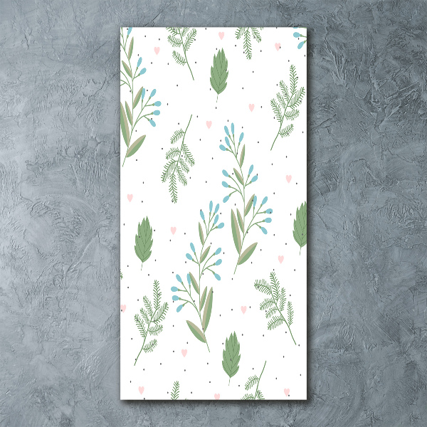 Bild auf Acrylglas vertikal Blätter und Herzen