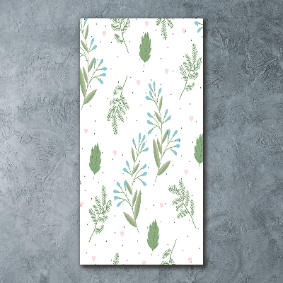 Bild auf Acrylglas vertikal Blätter und Herzen