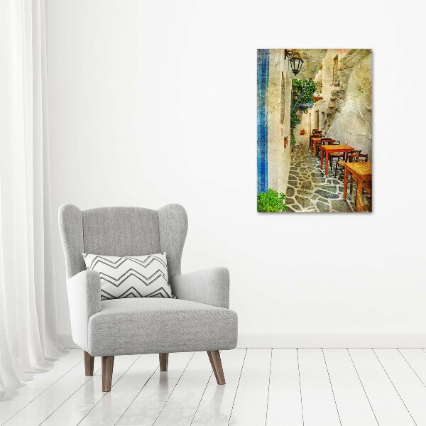 Modernes Acrylbild vertikal Griechische Tavernen