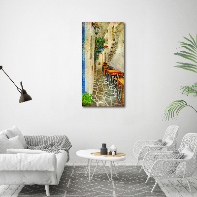 Modernes Acrylbild vertikal Griechische Tavernen