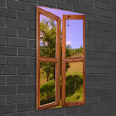 Modernes Acrylbild vertikal Die Landschaft draußen vor dem Fenster