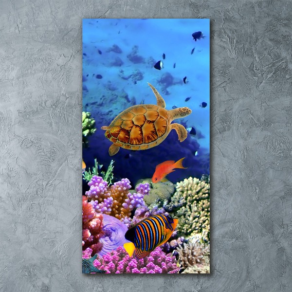 Modernes Acrylbild vertikal Korallenriff