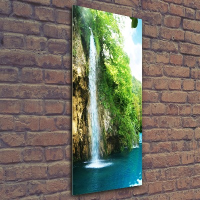 Bild auf Acrylglas vertikal Wasserfall im Wald