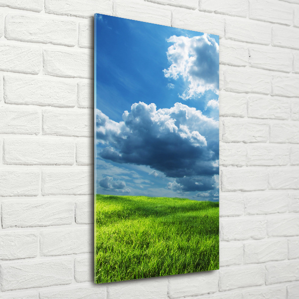 Bild auf Acrylglas vertikal Wolken über dem Feld