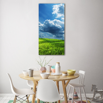 Bild auf Acrylglas vertikal Wolken über dem Feld