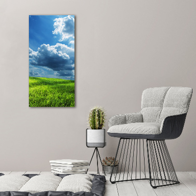 Bild auf Acrylglas vertikal Wolken über dem Feld