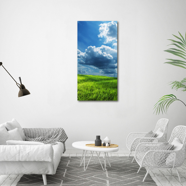 Bild auf Acrylglas vertikal Wolken über dem Feld