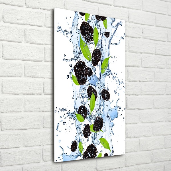 Acrylbild vertikal Brombeeren und Wasser