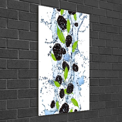 Acrylbild vertikal Brombeeren und Wasser