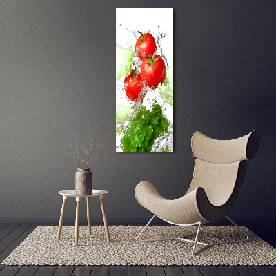 Modernes Acrylbild vertikal Tomaten und Salat