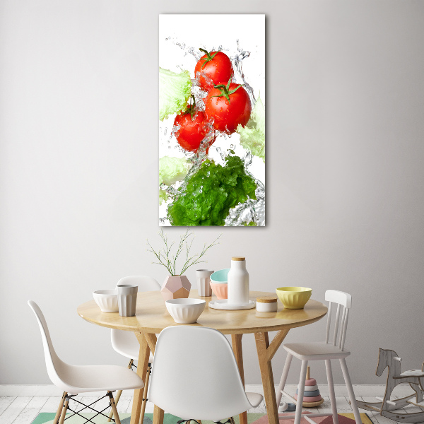 Modernes Acrylbild vertikal Tomaten und Salat