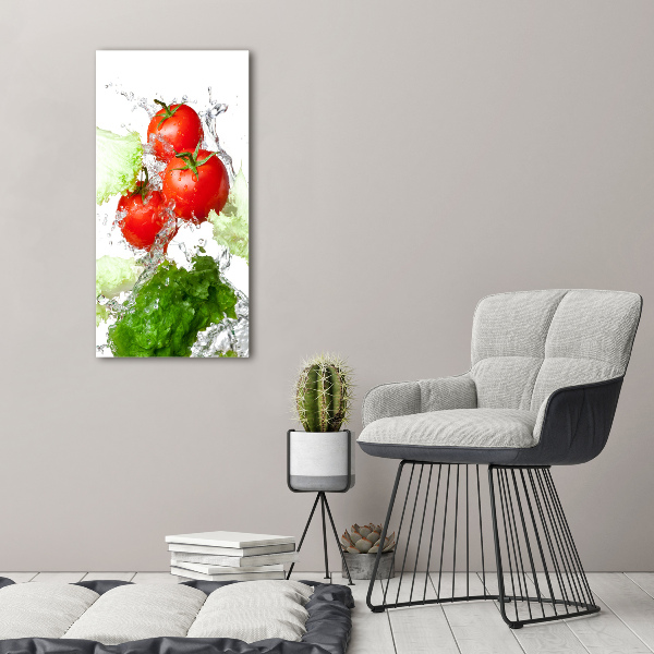 Modernes Acrylbild vertikal Tomaten und Salat