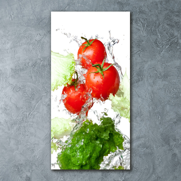 Modernes Acrylbild vertikal Tomaten und Salat