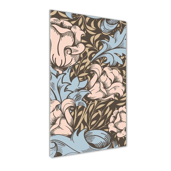 Acrylbild vertikal Blüten und Blätter