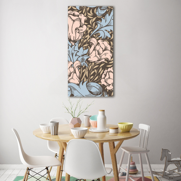 Acrylbild vertikal Blüten und Blätter