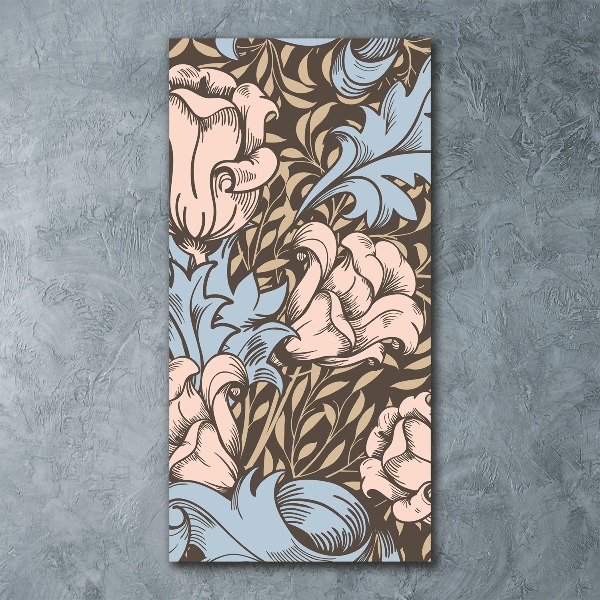 Acrylbild vertikal Blüten und Blätter