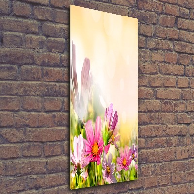 Modernes Acrylbild vertikal Wildblumen