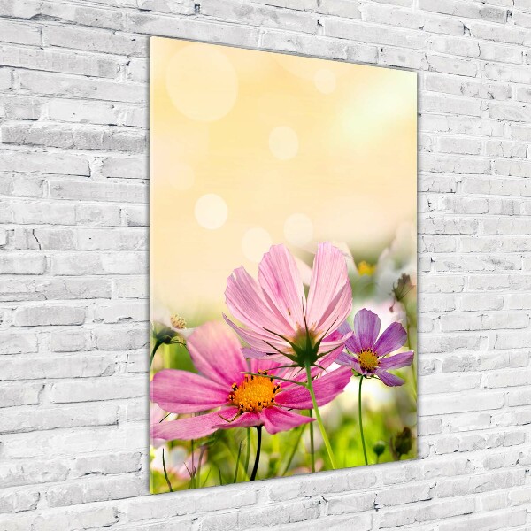 Modernes Acrylbild vertikal Wildblumen
