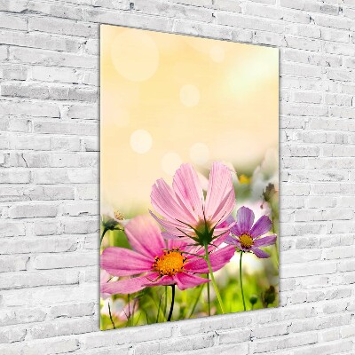 Modernes Acrylbild vertikal Wildblumen