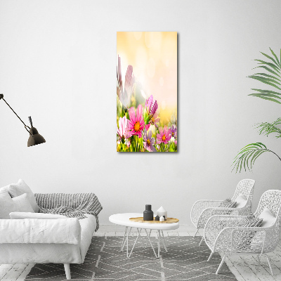 Modernes Acrylbild vertikal Wildblumen