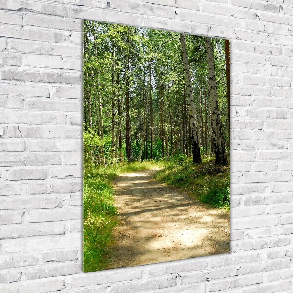 Modernes Acrylbild vertikal Birkenwald