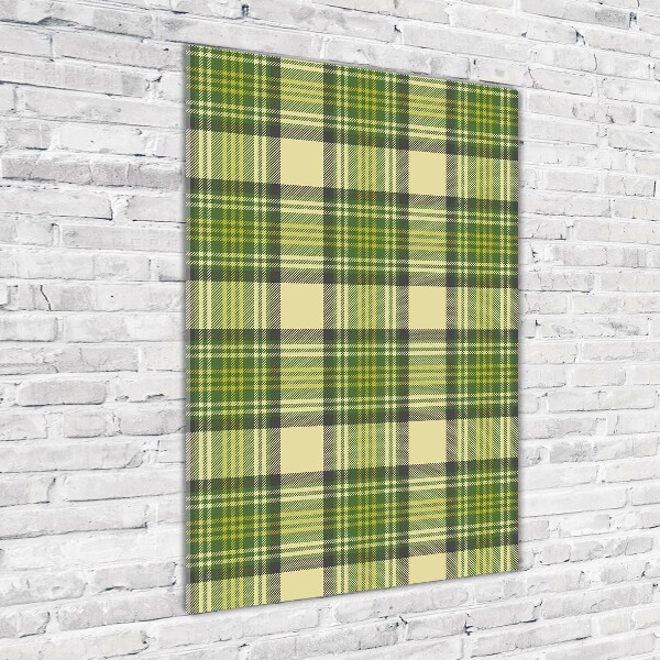 Modernes Acrylbild vertikal Grün kariert